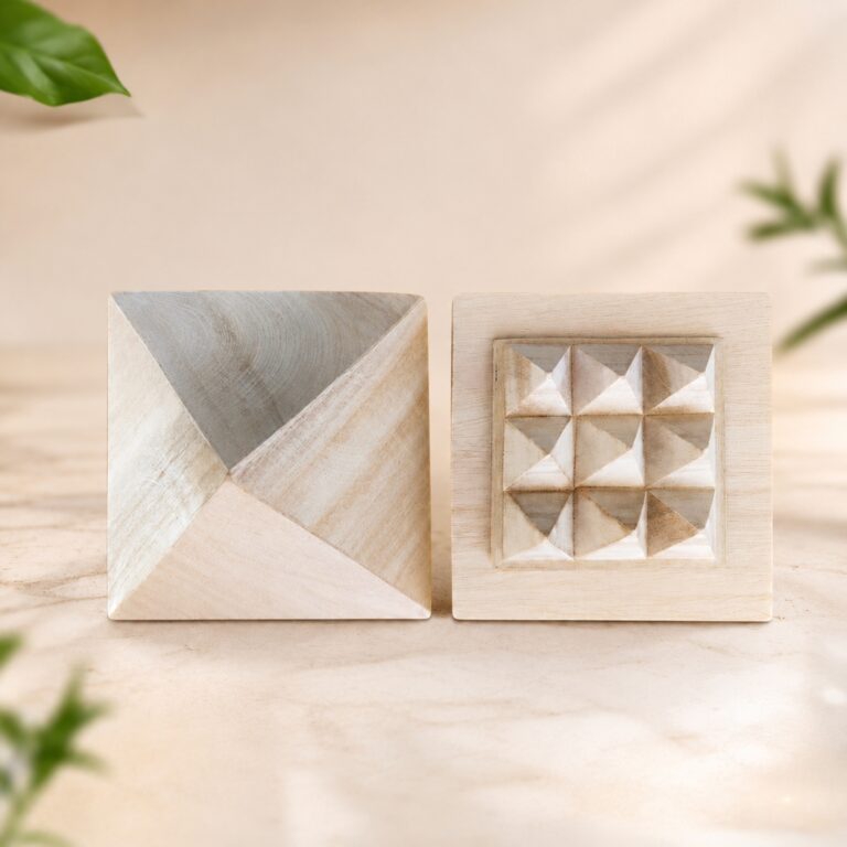Vastu Shriparni Wooden Pyramid with Base (3 inch)