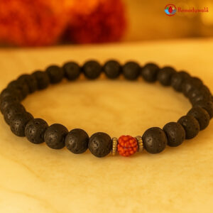 Rudraksha And Lava Stone Combination Bracelet