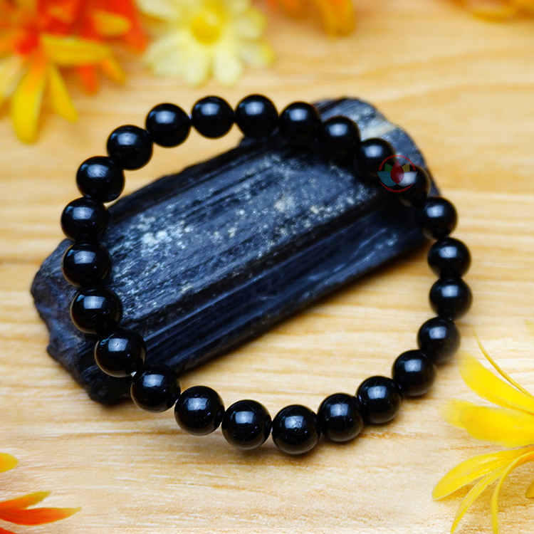 Black Tourmaline crystal bead bracelet. CRYSTALS.COM