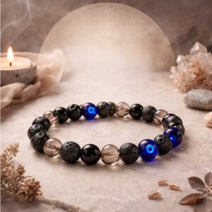Lava Smoky Sulemani Evil Eye Combination Bracelet 8mm