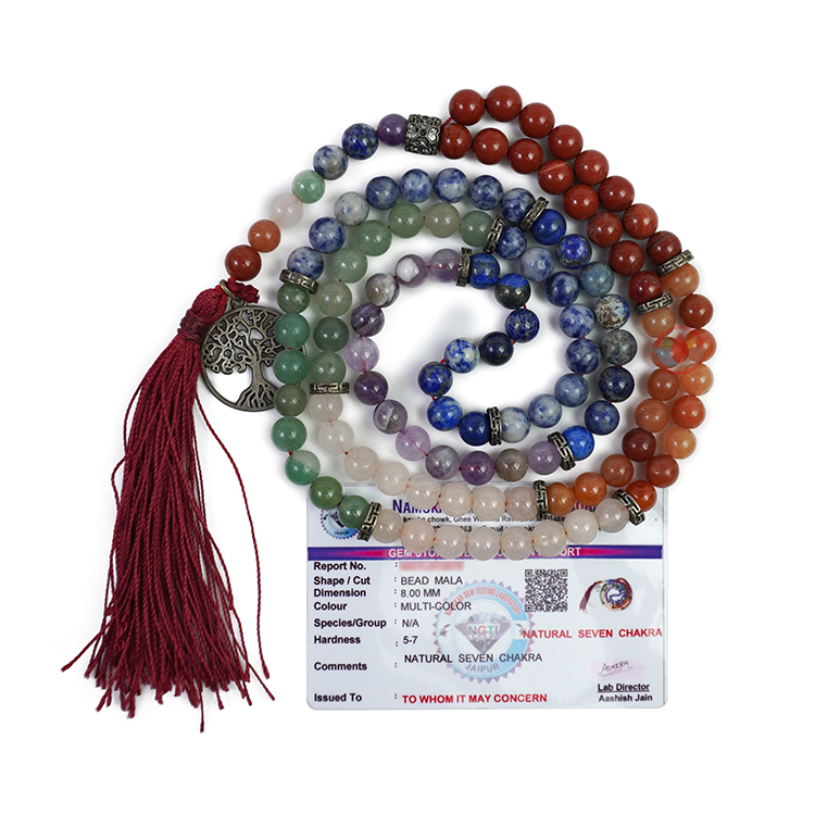 7 Chakra 8mm Mala With Certificate - Remedywala