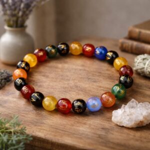 Om Mani Padme Hum Engraved Stone Bracelet