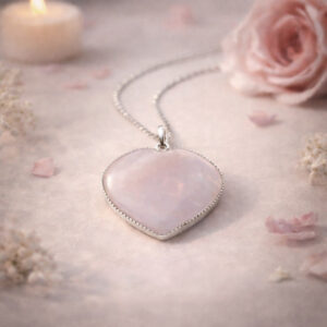 Rose Quartz Frame Heart Shape Pendant
