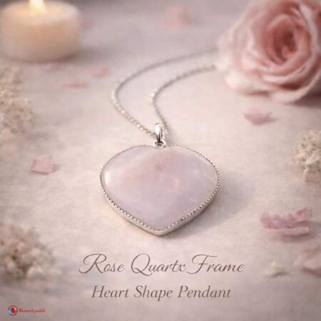 Rose Quartz Frame Heart Shape Pendant