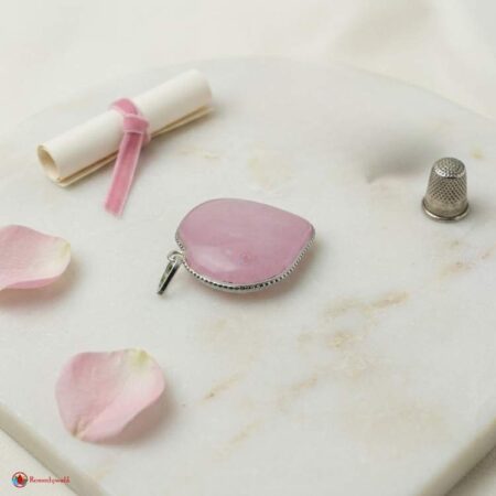 Rose Quartz Frame Heart Shape Pendant
