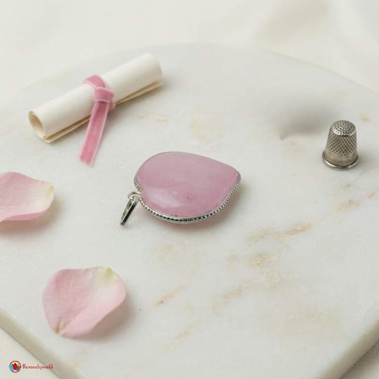 Rose Quartz Frame Heart Shape Pendant