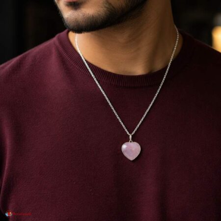 Rose Quartz Frame Heart Shape Pendant