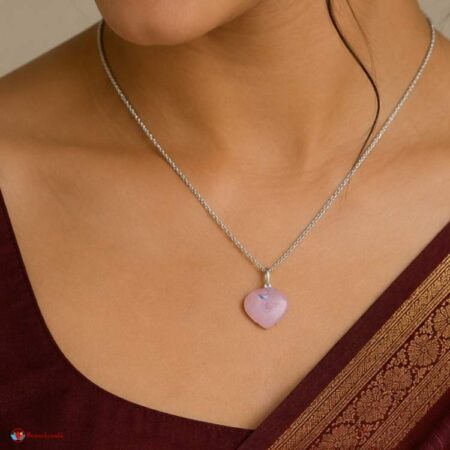 Rose Quartz Frame Heart Shape Pendant