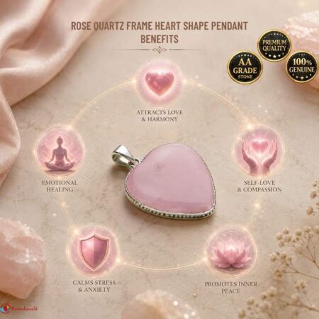 Rose Quartz Frame Heart Shape Pendant