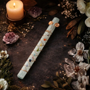 Handmade Selenite 7 Chakra Wand