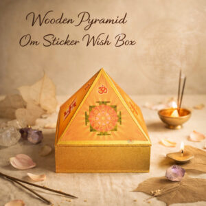 Wooden Pyramid Wish Box Size 4 inch Om Sticker Wish Box