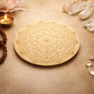 Sacred Geometry Laser Engraved Tesseract Sacred Geometry Grid Plate Crystal Grid Plate (10 Inch Approx)