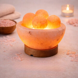Natural Himalayan Pink Salt Lamp Bowl with Ball