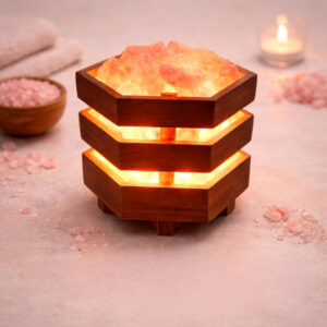 Natural Himalayan Pink Salt Lamp with Wooden Base