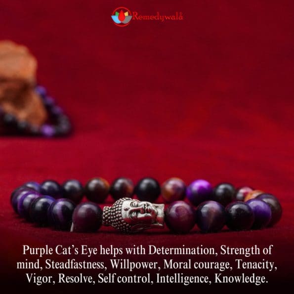 Purple Cat’s Eye With Buddha Charm Bracelet