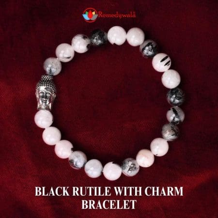 Black Rutile with Charm Bracelet 8mm