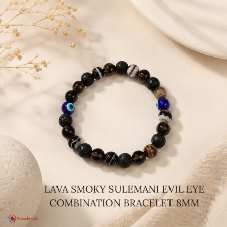 Lava Smoky Sulemani Evil Eye Combination Bracelet 8mm