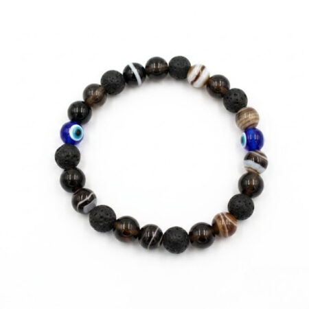 Lava Smoky Sulemani Evil Eye Combination Bracelet 8mm