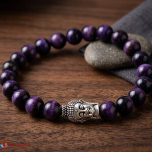Purple Cat's Eye With Buddha Charm Bracelet