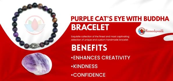 Purple Cat’s Eye With Buddha Charm Bracelet