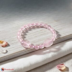 Rose Quartz Bracelet With Two Tumble Beads