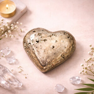 Golden Pyrite Heart for Reiki Healing, Meditation 6cm
