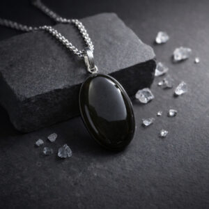 Black Obsidian Oval Frame Pendant