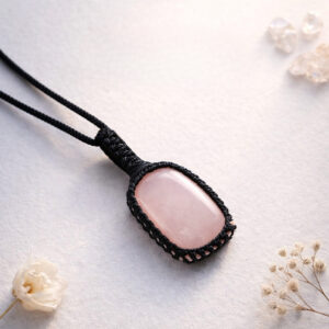 Rose Quartz Macrame Pendant