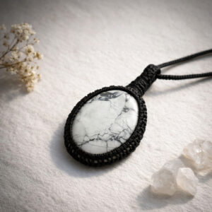 White Howlite Macrame Pendant