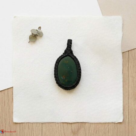 Bloodstone Macrame Pendant