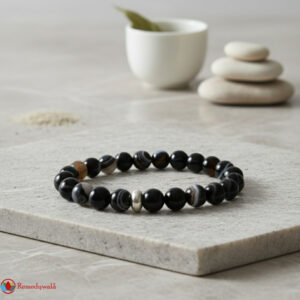 Black Banded Agate Bracelet 8mm