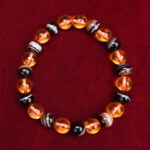 Citrine and Sulemani combination Bracelet 8mm single Bracelet, Citrine and Sulemani stones, Yellow and Black color.