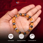 Citrine and Sulemani combination Bracelet 8mm single Bracelet, Citrine and Sulemani stones, Yellow and Black color.