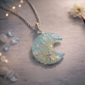 Opalite Half Moon Tree of Life Pendant