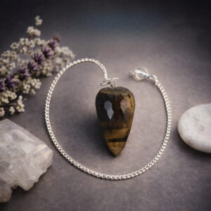 Tiger Eye Diamond Cut Crystal Pendulum, Dowsing Pendulum