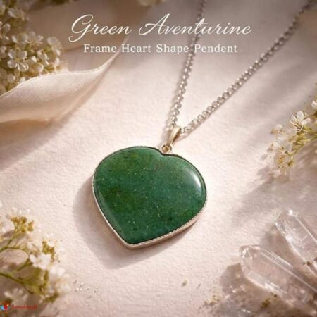 Green Aventurine Frame Heart Shape Pendant