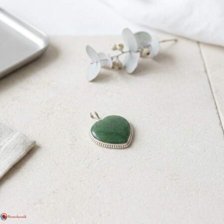 Green Aventurine Frame Heart Shape Pendant