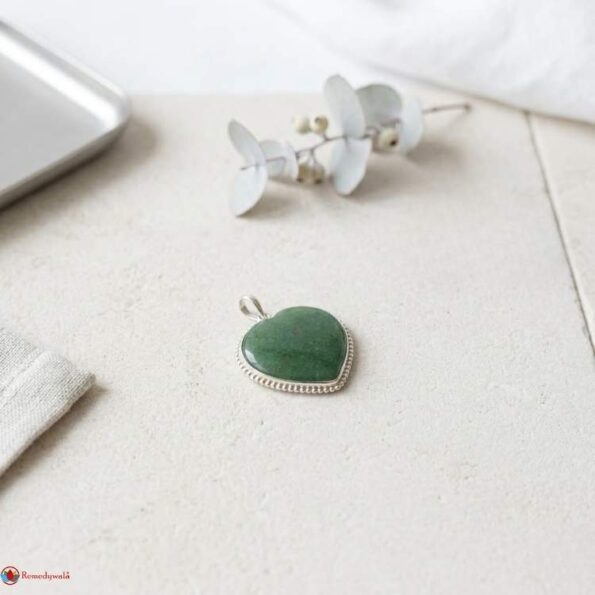 Green Aventurine Frame Heart Shape Pendant