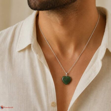 Green Aventurine Frame Heart Shape Pendant
