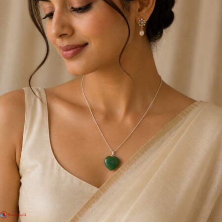 Green Aventurine Frame Heart Shape Pendant