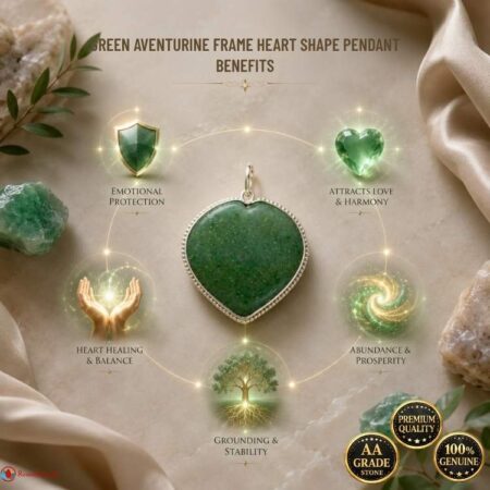 Green Aventurine Frame Heart Shape Pendant