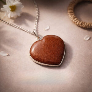 Red Goldstone Frame Heart Shape Pendant