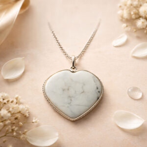 White Howlite Frame Heart Shape Pendant