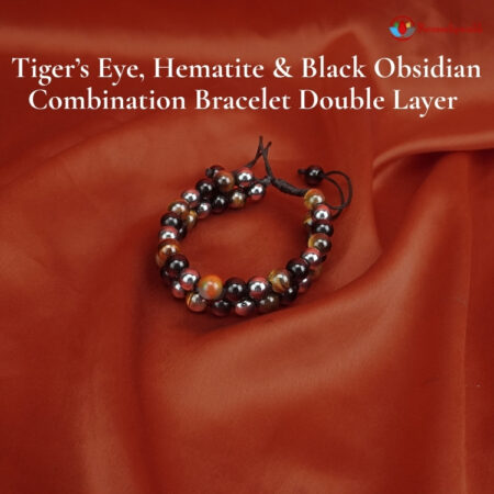 Tiger's Eye, Hematite & Black Obsidian Combination Bracelet Double Layer 8mm