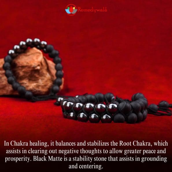 Black Matte & Hematite Combination Bracelet Double Layer 8mm