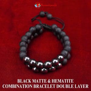 Black Matte & Hematite Combination Bracelet Double Layer 8mm