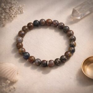 Pietersite Bracelet 8mm with Ring charm