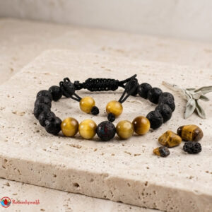 Lava & Yellow Cats Eye Combination Bracelet 8mm