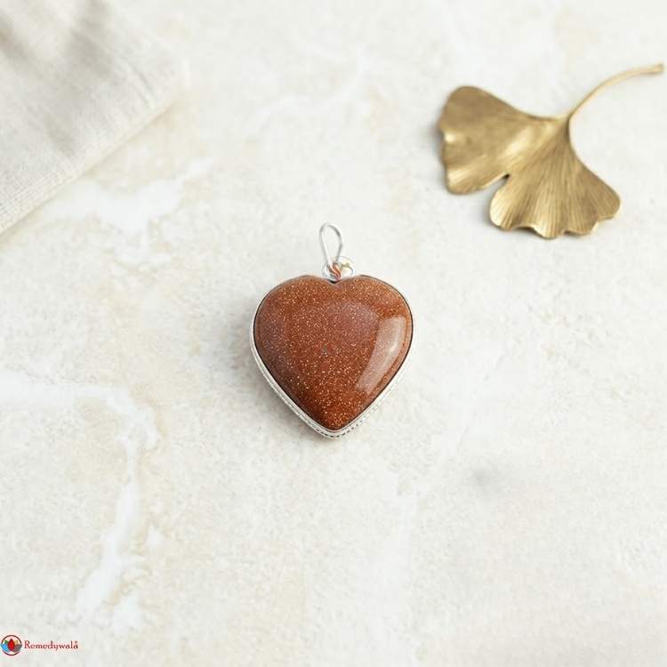 Red Goldstone Frame Heart Shape Pendant