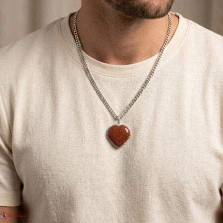 Red Goldstone Frame Heart Shape Pendant